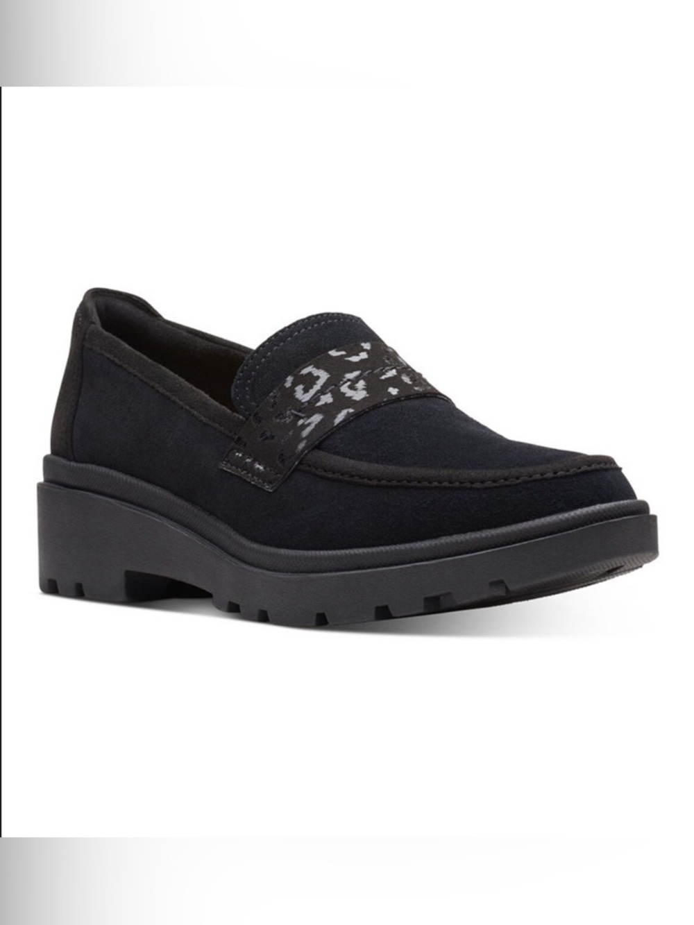 Clarks Calla Ease Loafer in Black Suede 7.5